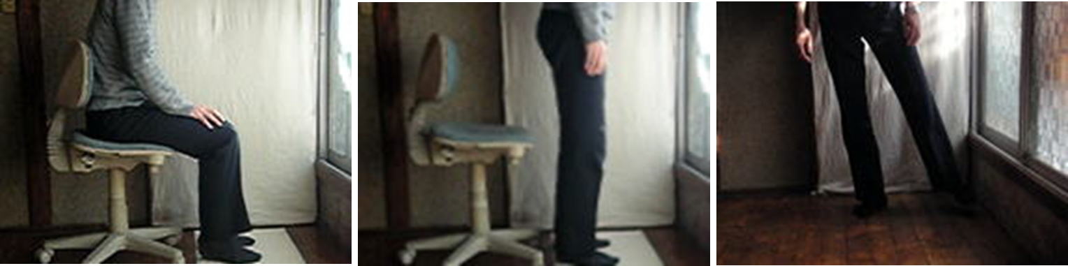 リハビリにも活用されている椅子からの起立動作測定。